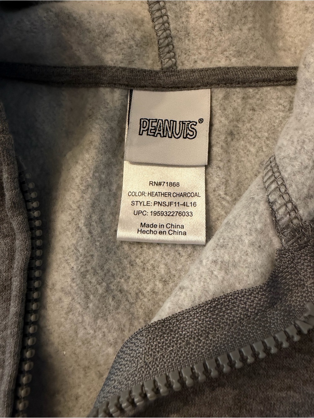 Peanuts Snoopy Zip up Sweatshirt - Picture 2 of 3